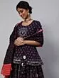 Blue & Red Floral Printed Embroidered Lehenga Choli With Dupatta Set