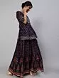 Blue & Red Floral Printed Embroidered Lehenga Choli With Dupatta Set