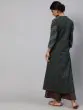 Green & Red Floral Printed Embroidered Kurta Palazzo With Jacket Set