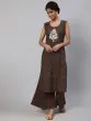 Green & Red Floral Printed Embroidered Kurta Palazzo With Jacket Set