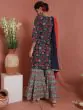 Blue & Red Floral Printed KurtaWith Sharara With Dupatta Set