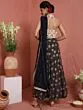 Navy Blue & White Gold Printed Lehenga Choli With Dupatta Set