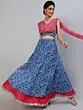 Blue & Pink Bandhani Printed Lehenga Choli With Leheriya Attached Dupatta Set