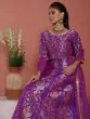 Purple Gold Brocade Lehenga Choli With Organza Dupatta Set
