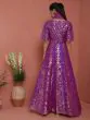 Purple Gold Brocade Lehenga Choli With Organza Dupatta Set