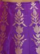 Purple Gold Brocade Lehenga Choli With Organza Dupatta Set