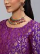 Purple Gold Brocade Lehenga Choli With Organza Dupatta Set