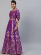 Purple Gold Brocade Lehenga Choli With Organza Dupatta Set