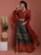 Maroon & Black Brocade Lehenga Choli With Dupatta Set