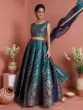 Teal Blue Gold Zari Work Lehenga Choli With Tie & Dye Dupatta