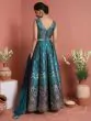 Teal Blue Gold Zari Work Lehenga Choli With Tie & Dye Dupatta