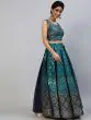 Teal Blue Gold Zari Work Lehenga Choli With Tie & Dye Dupatta