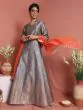 Grey Gold Brocade Zari Work Lehenga Choli With Orange Dupatta