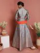 Grey Gold Brocade Zari Work Lehenga Choli With Orange Dupatta