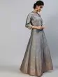 Grey Gold Brocade Zari Work Lehenga Choli With Orange Dupatta