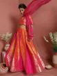Pink & Orange Brocade Zari Work Lehenga Choli With Dupatta Set