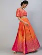 Pink & Orange Brocade Zari Work Lehenga Choli With Dupatta Set