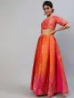 Pink & Orange Brocade Zari Work Lehenga Choli With Dupatta Set