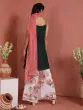 Green & White Floral Printed Kurta & Sharara With Dupatta Set