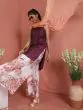 Purple & White Gold Floral Printed Kurta & Sharara With Dupatta Set
