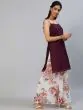 Purple & White Gold Floral Printed Kurta & Sharara With Dupatta Set