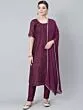 Purple Gold Printed Kurta Pant With Dupatta Set