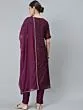 Purple Gold Printed Kurta Pant With Dupatta Set
