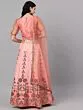 Peach Jacquard Gold Zari Work Lehenga Choli With Organza Dupatta Set