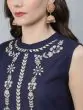 Navy Blue Embroidered Straight Kurta With Palazzo Set