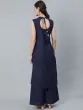 Navy Blue Embroidered Straight Kurta With Palazzo Set