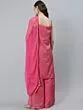 Pink Gold Zari Work Woven Design Kurta & Flared Palazzo With Dupatta