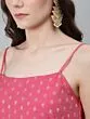 Pink Gold Zari Work Woven Design Kurta & Flared Palazzo With Dupatta