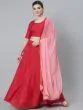 Red & Pink Dobby Woven Design Lehenga Choli With Dupatta Set