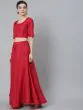 Red & Pink Dobby Woven Design Lehenga Choli With Dupatta Set