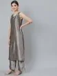 Grey Dobby Woven Design Kurta With Palazzo Set