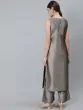 Grey Dobby Woven Design Kurta With Palazzo Set