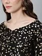 Black & Gold Foil Printed A-Line Kurta With Sharara Set