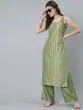 Green Gold Foil Printed Straight Kurta With Palazzo Set