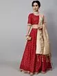Red Gold Printed Lace Work Lehenga Choli With Brocade Dupatta