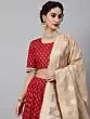 Red Gold Printed Lace Work Lehenga Choli With Brocade Dupatta