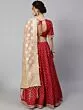 Red Gold Printed Lace Work Lehenga Choli With Brocade Dupatta