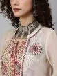 Cream & Red Floral Printed Lehenga Choli With Chanderi Embroidered Jacket