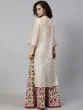 Cream & Red Floral Printed Lehenga Choli With Chanderi Embroidered Jacket