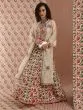 Cream & Red Floral Printed Lehenga Choli With Chanderi Embroidered Jacket