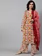 Multicolor Floral Printed Kurta Set With Embroidered Dupatta Set