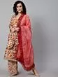 Multicolor Floral Printed Kurta Set With Embroidered Dupatta Set