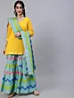 Yellow Leheriya Print Kurta Sharara With Dupatta