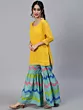 Yellow Leheriya Print Kurta Sharara With Dupatta