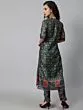 Green & Maroon Chanderi Printed Kurta With Pant Set