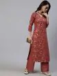 Rust Gold Floral Printed Kurta With Palazzo Set